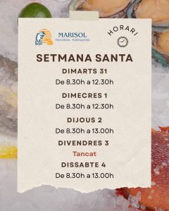 peixateria marisol horari setmana santa 2026 deltebre