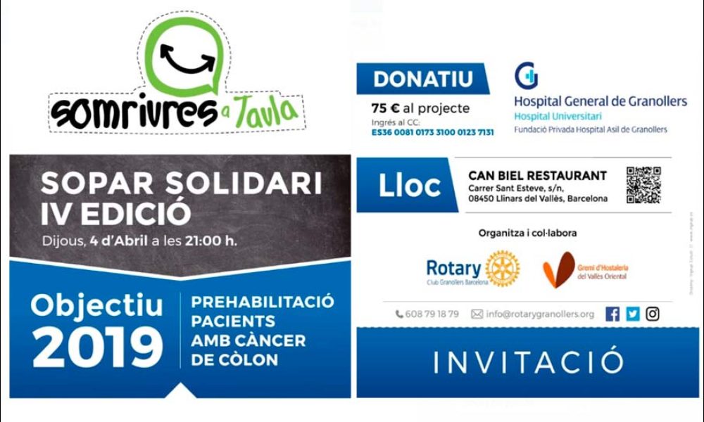 Càncer Còlon Sopar Solidari granollers, somriures a taula